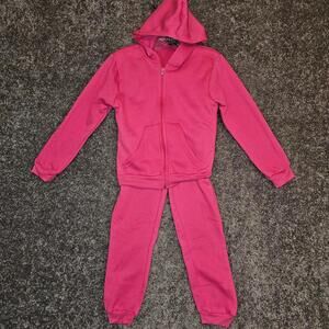 Girl's 2 Pcs Hooded Jogging Hot Pink Outfit. Real Love. 10/12 NWOT